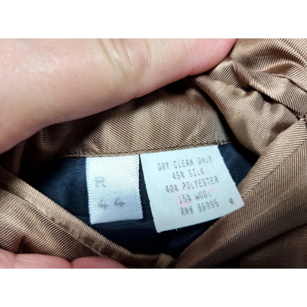 VTG Gio Brassero Silk/Wool Cream/Olive/Black 2 Button Woven Blazer Size 44R‎